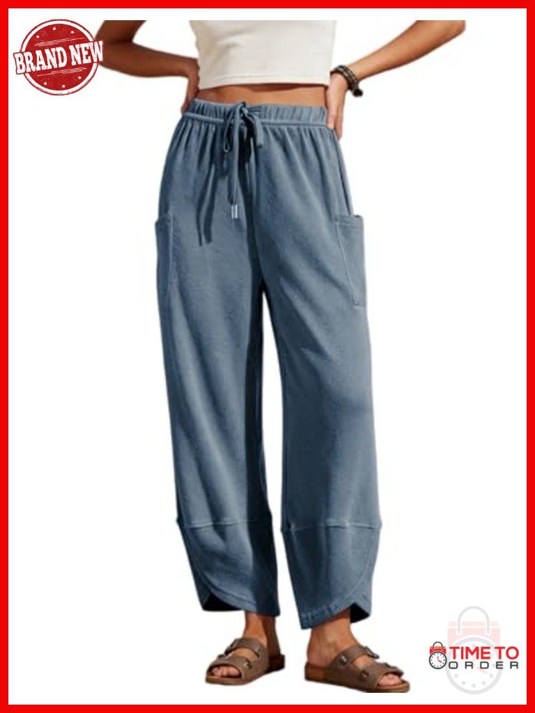 Baggy Wide Leg Sweatpants Elastic Drawstring Waist Palazzo Pants
